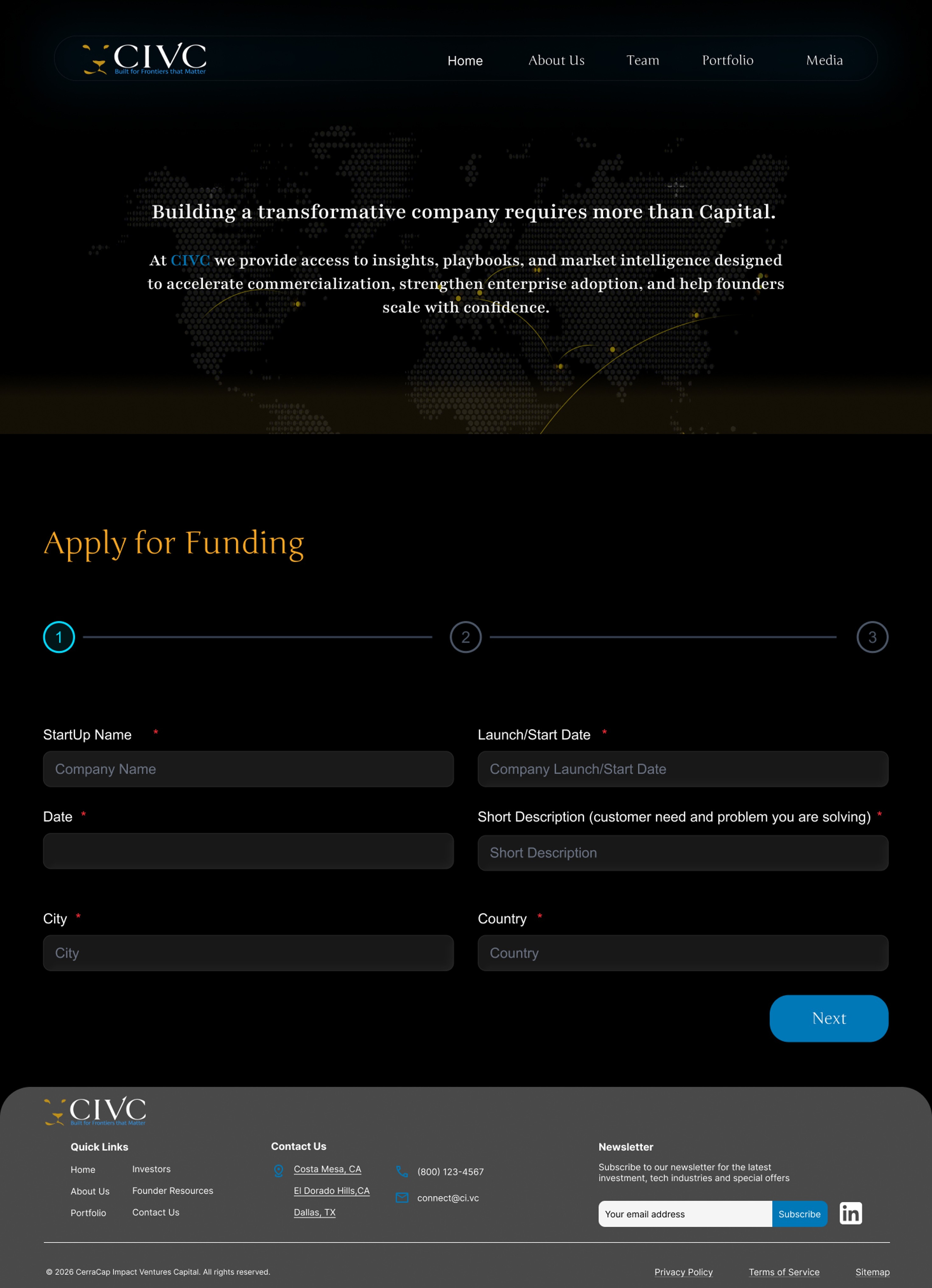 Funding application step one